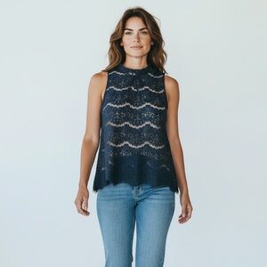 Lace Halter w/Lining Halter Top S/P Sleeveless Mock Neck Black Color